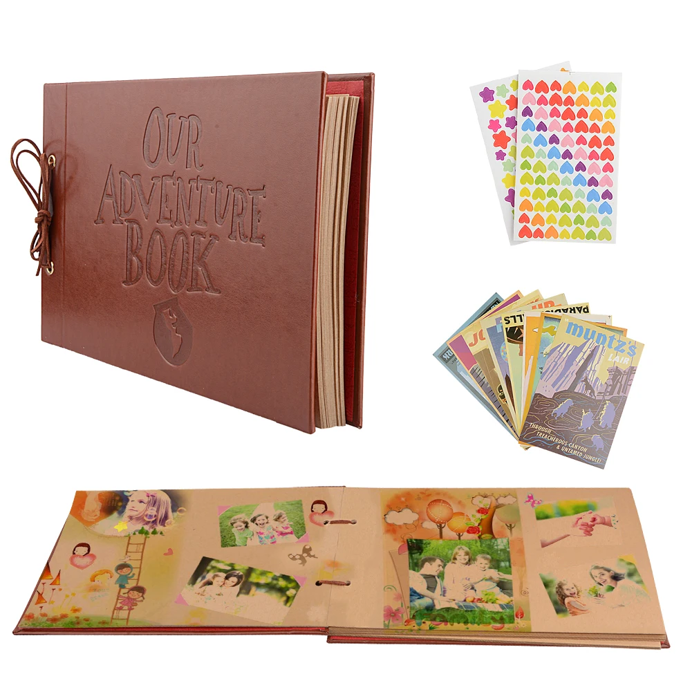Vintage 80 Pages Kraft Paper Sheets Card Set Our My Adventure Book Album With Handmade DIY Tool Photo foto Scrapbook Photo Album
Vintage 80 Pages Kraft Paper Sheets Card Set Our My Adventure Book Album With Handmade DIY Tool Photo foto Scrapbook Photo Album