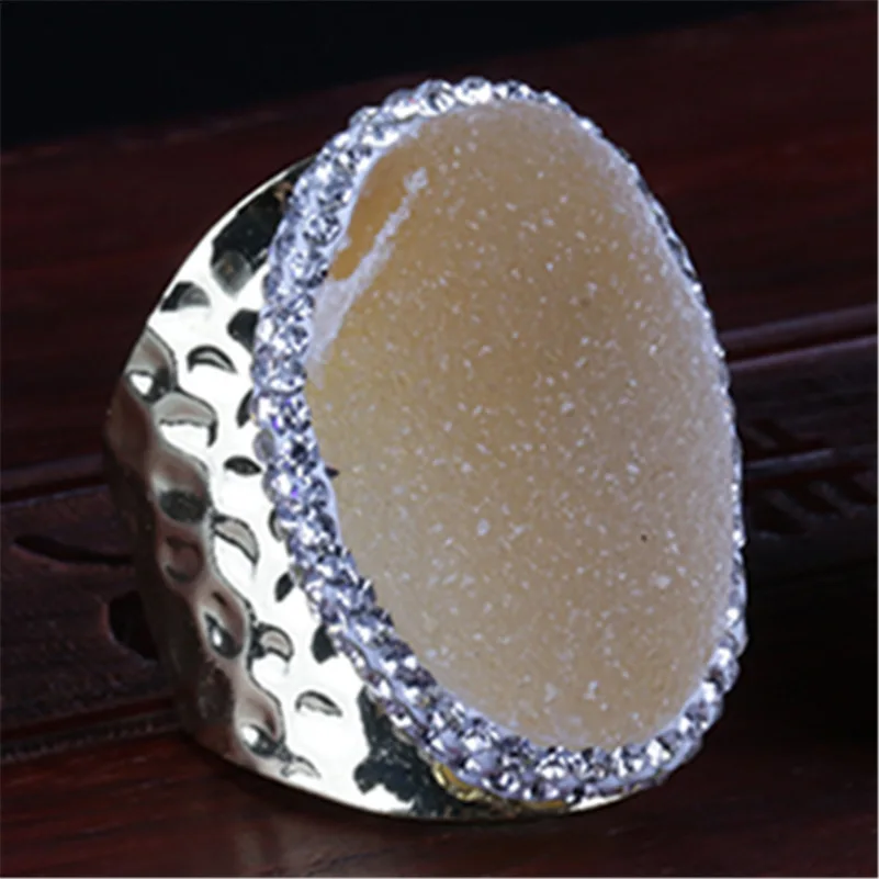 Цвет шампанского желтый грубая Druzy drusy Кристальный камень стразы очаровательное