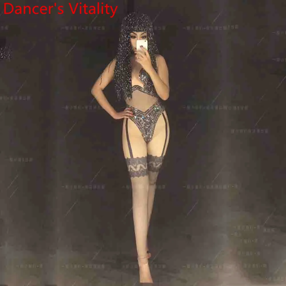 Bar Black Rhinestone Diamond False Perspective Body Suit Women Singer DJ DS Pole Jazz Dance Guest Performance Costume Outfits
Bar Black Rhinestone Diamond False Perspective Body Suit Women Singer DJ DS Pole Jazz Dance Guest Performance Costume Outfits