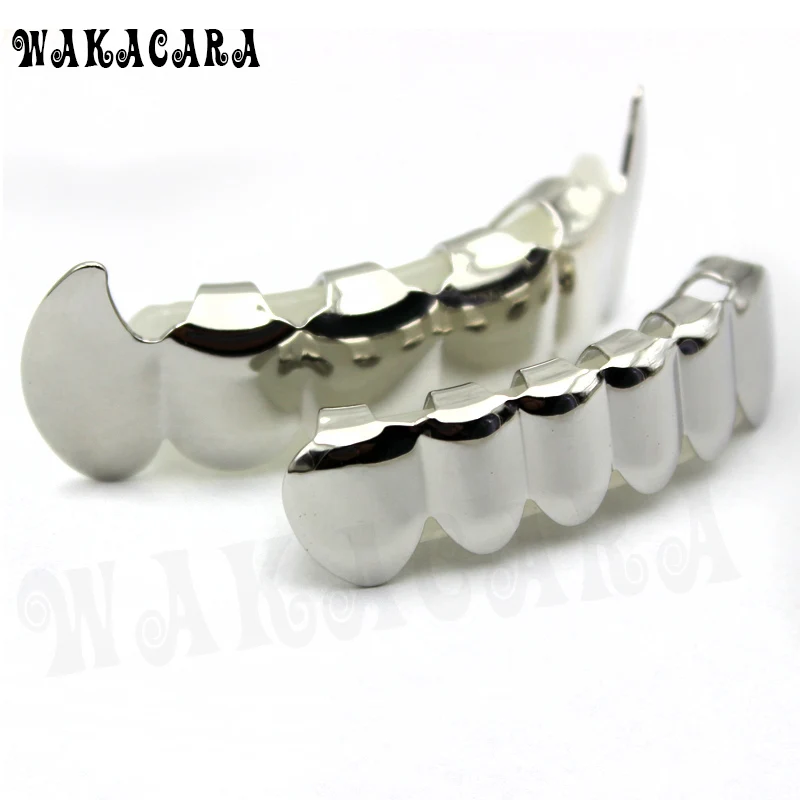 WAKACARA SILVER PLATED HIPHOP TEETH GRILLZ TOP & BOTTOM GRILL SET With silicone fashion Vampire teeth
WAKACARA SILVER PLATED HIPHOP TEETH GRILLZ TOP & BOTTOM GRILL SET With silicone fashion Vampire teeth