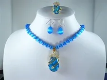fine Lovely Wonderful blue gem/opal necklace +blue zircon pendant earring ring gem women's jewelry silver
fine Lovely Wonderful blue gem/opal necklace +blue zircon pendant earring ring gem women's jewelry silver