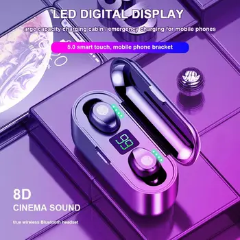 F9 Mini Smart Touch Control TWS Wireless Earphones Bluetooth 5.0 Earbud 8D Stereo Headset 2000mAh Box Power Display Headphones