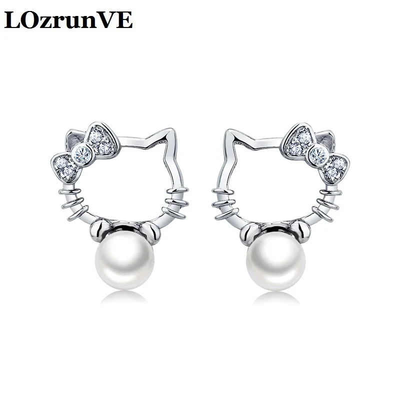 LOzrunVE 2018 S925 Korean female creative KT Cat Earrings Hello Kitty Pearl Earrings
LOzrunVE 2018 S925 Korean female creative KT Cat Earrings Hello Kitty Pearl Earrings