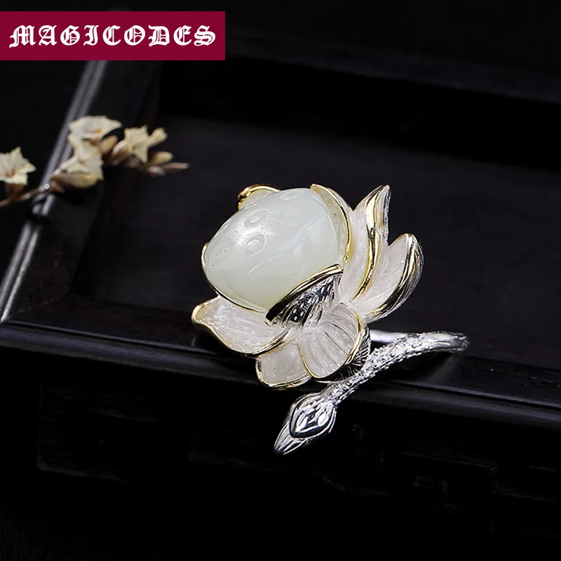 2019 Initial LOVE Adjustable Ring 100% Real 925 Sterling Silver Jewelry Women Mosaic jade lotus Wedding band Opening Ring R15
2019 Initial LOVE Adjustable Ring 100% Real 925 Sterling Silver Jewelry Women Mosaic jade lotus Wedding band Opening Ring R15