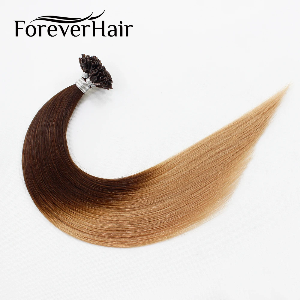 FOREVER HAIR 0 8 г/локон 16 "18" 20 "Remy Nail U Tip Наращивание волос два тона Ombre цвет # T4/27