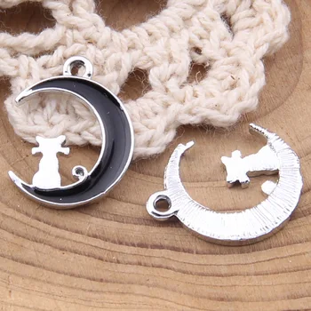 50pcs enamel Charm black Moon Cat pendant 20*4MM 1.4g Handmade earrings bracelet necklace Jewelry Making DIY Alloy trinket
50pcs enamel Charm black Moon Cat pendant 20*4MM 1.4g Handmade earrings bracelet necklace Jewelry Making DIY Alloy trinket