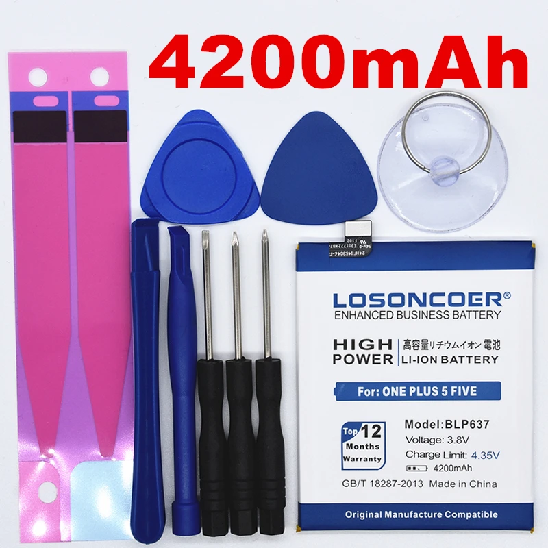 100% Original LOSONCOER 4300mAh BLP637 Battery For One Plus 5 One Plus 5 Oneplus 5 Five Replacement Battery Free tools+Sticker
100% Original LOSONCOER 4300mAh BLP637 Battery For One Plus 5 One Plus 5 Oneplus 5 Five Replacement Battery Free tools+Sticker