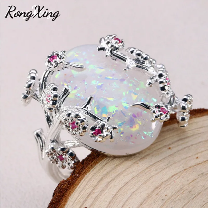 RongXing Creative Big Stone Plum Flower White Fire Opal Rings For Women Gold Filled Red Zircon Birthstone Wedding Bands Jewelry
RongXing Creative Big Stone Plum Flower White Fire Opal Rings For Women Gold Filled Red Zircon Birthstone Wedding Bands Jewelry