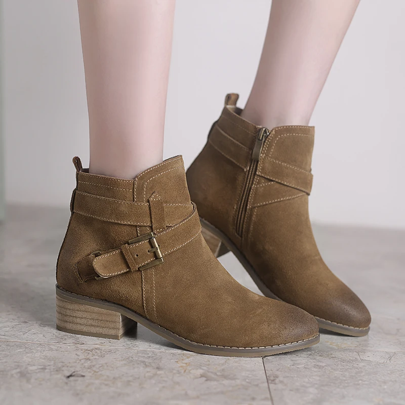 Teahoo Side Zipper Genuine Leather Boots Women 2017 Autumn Ankle Boots for Women Pointed Toe Mid Heels Shoes Sude Womens Boots
Teahoo Side Zipper Genuine Leather Boots Women 2017 Autumn Ankle Boots for Women Pointed Toe Mid Heels Shoes Sude Womens Boots