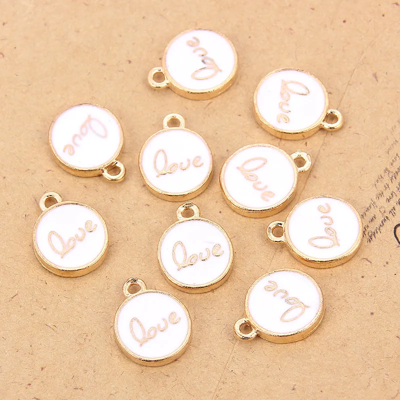 10pcs White Enamel Round Charm Pendants Fit Bracelet Love Gold Color Alloy beads Jewelry Findings 12x12mm
10pcs White Enamel Round Charm Pendants Fit Bracelet Love Gold Color Alloy beads Jewelry Findings 12x12mm