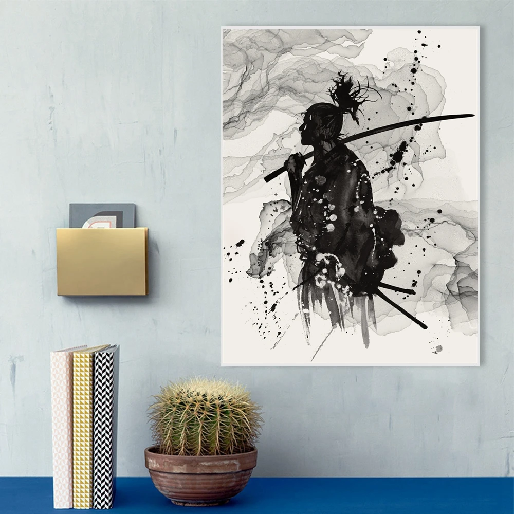 Black and White Japan Portrait Wall Art Canvas Prints Painting for