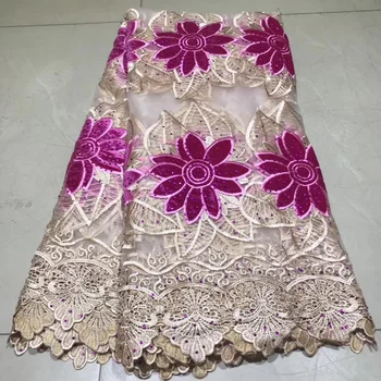 5yards/pc high quality African French net lace fabric with velvet flowers ebroidery and stones for party dress 4colors FLV95 
5yards/pc high quality African French net lace fabric with velvet flowers ebroidery and stones for party dress 4colors FLV95