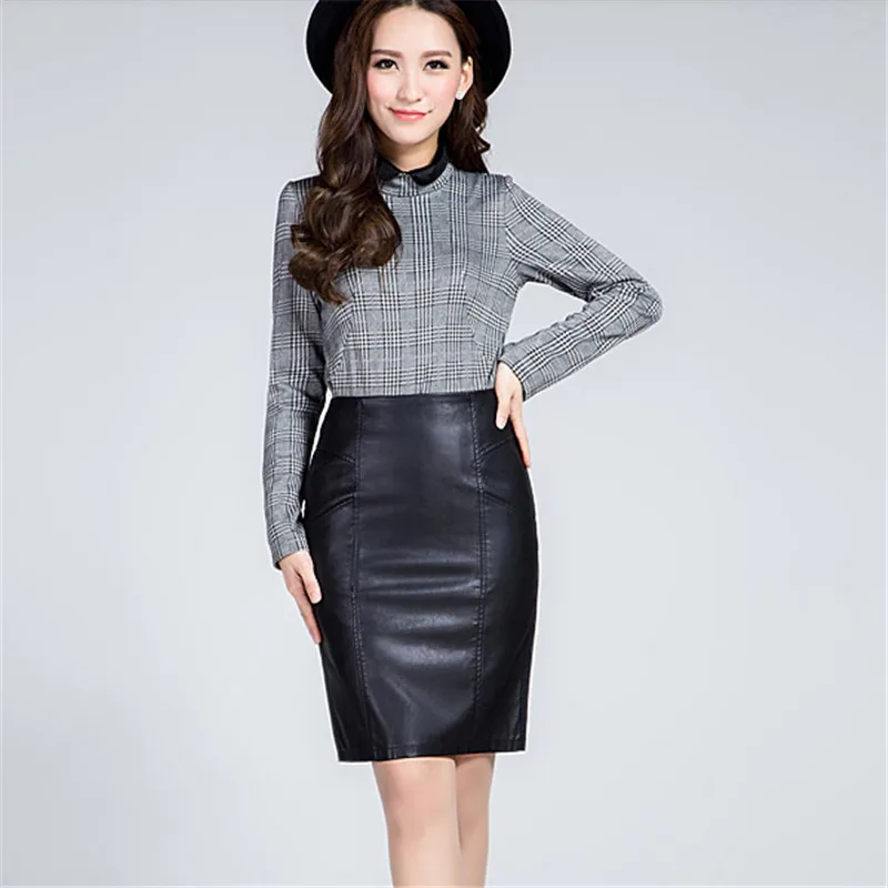 New Arrival Office Lady Solid Color Pencil Skirt Above Knee Mini Pu Leather Black Skirt WXH-043
New Arrival Office Lady Solid Color Pencil Skirt Above Knee Mini Pu Leather Black Skirt WXH-043