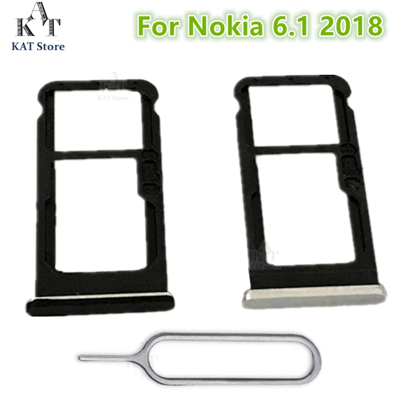 

1Pcs For Nokia 6.1 2018 Nano Sim+Micro SD Card Tray Holder Slot Socket For Nokia6.1 2018 With Eject Pin Tool Replacement Part