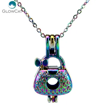C778 Rainbow Color Cute Bowknot Handbag Lady Cage Pendant Aroma Essential Oil Diffuser Locket Necklace
C778 Rainbow Color Cute Bowknot Handbag Lady Cage Pendant Aroma Essential Oil Diffuser Locket Necklace