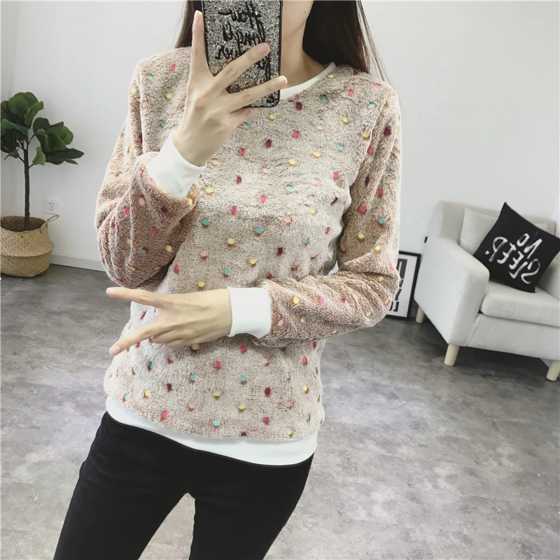 2018 Women O Neck Fleece Sweater colorful Dots Print Pullover Loose Casual Long Sleeve Jumper Top S-XXL
2018 Women O Neck Fleece Sweater colorful Dots Print Pullover Loose Casual Long Sleeve Jumper Top S-XXL
