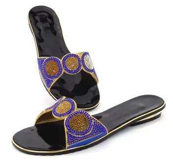 High quality royal blue rhinestone women sandals design african black low heel shoes for dress V33-1
High quality royal blue rhinestone women sandals design african black low heel shoes for dress V33-1
