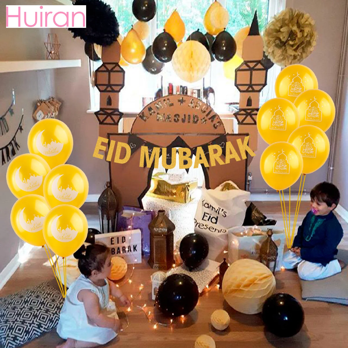 Huiran Festival Party Decorations for Home Paper banner and Balloons for Birthday Party Decor Happy Ramadan Muslim EID MUBARAK
Huiran Festival Party Decorations for Home Paper banner and Balloons for Birthday Party Decor Happy Ramadan Muslim EID MUBARAK
