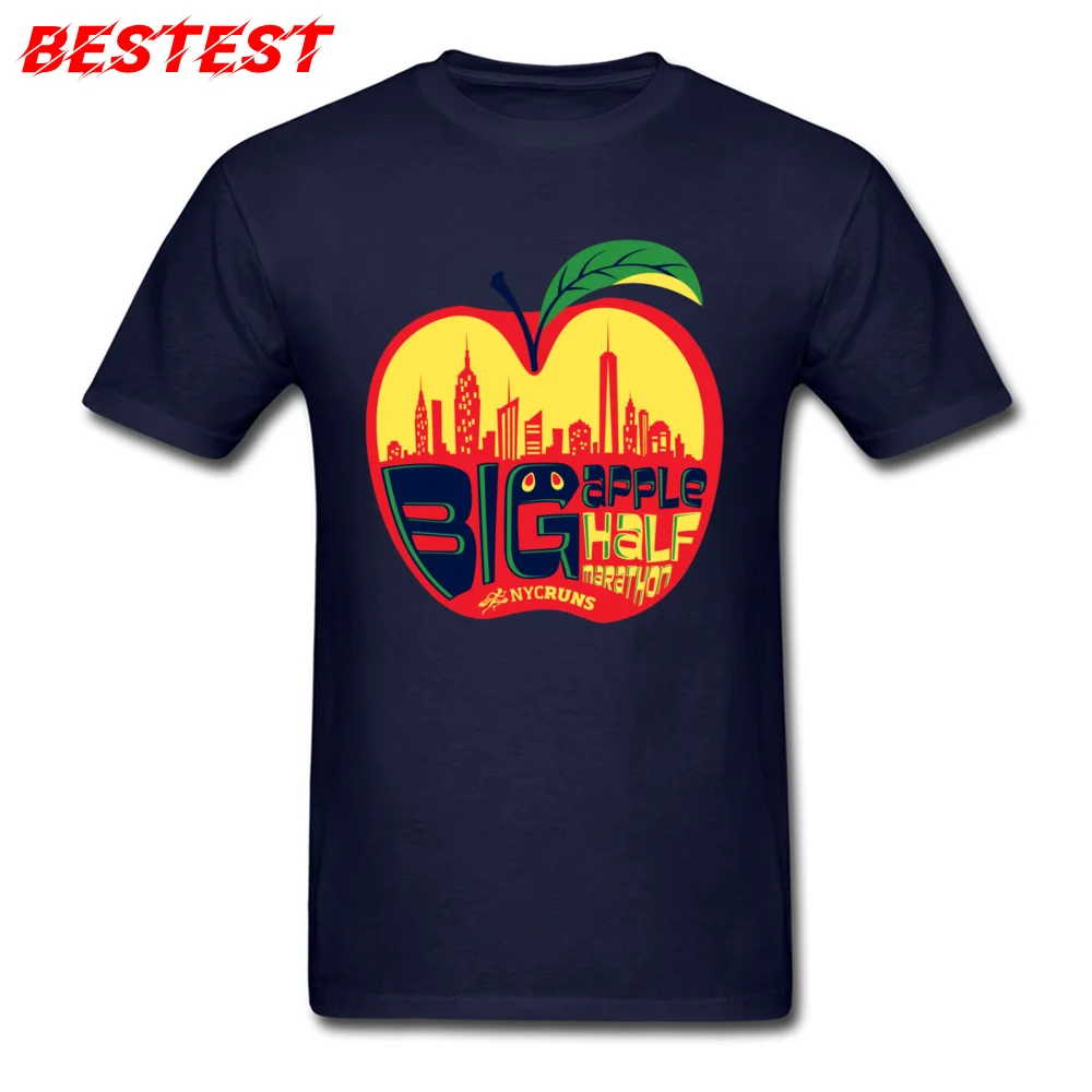 Mens Fashion Funny Tops Shirt Round Neck Autumn 100% Cotton Top T-shirts Printed On Short Sleeve NYCRUNS_BigAppleHalf T Shirt NYCRUNS_BigAppleHalf navy
