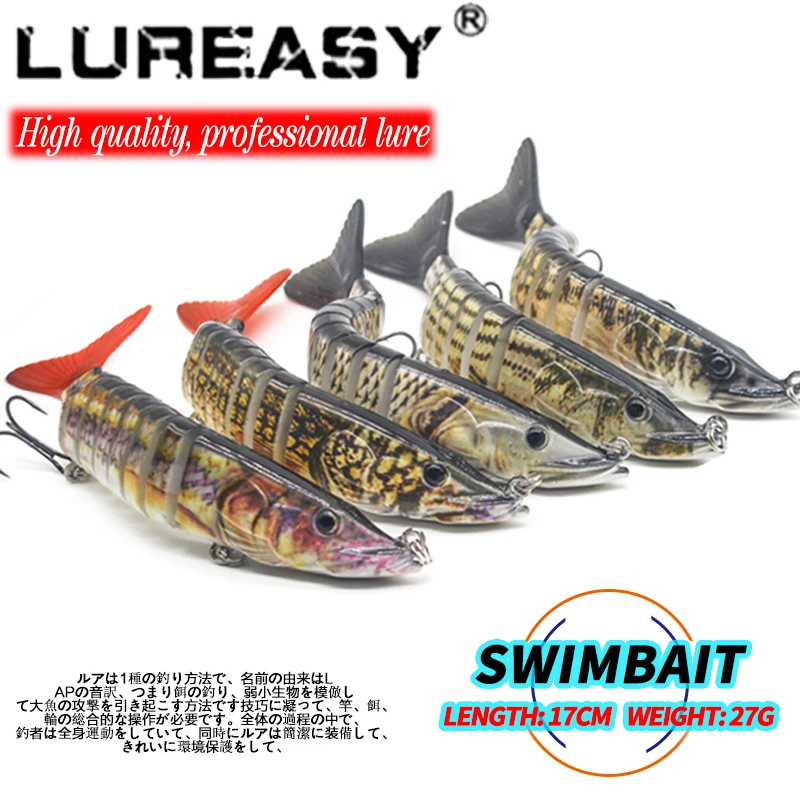 new Lureasy 17 cm 27g New Luya lure sharp-nosed swimming multi-section pike artificial lake shallow water area Bait Fishing
new Lureasy 17 cm 27g New Luya lure sharp-nosed swimming multi-section pike artificial lake shallow water area Bait Fishing