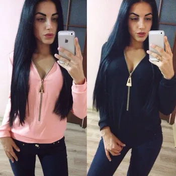 Women Casual Autumn Long Sleeve Jackets Zipper Slim Seyle Sexy Womens Solid Ladies V-neck Casual Soft Fashion Jackets
Women Casual Autumn Long Sleeve Jackets Zipper Slim Seyle Sexy Womens Solid Ladies V-neck Casual Soft Fashion Jackets