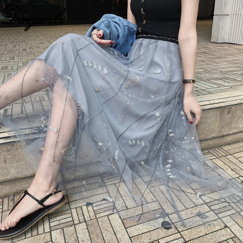 Dingaozlz Fashion long Pleated Skirt New Mesh embroidered Casual skirt Summer Women skirts
Dingaozlz Fashion long Pleated Skirt New Mesh embroidered Casual skirt Summer Women skirts
