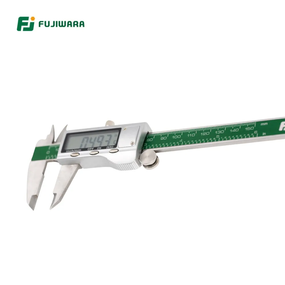 FUJIWARA-스틸 디지털 LCD 전기 버니어 캘리퍼스 MM/인치 0-150MM 정확도 0.01mm 플라스틱 상자 포장 후지와라 앱스트