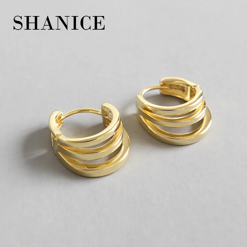 SHANICE Gold Color Authentic 925 Sterling Silver Hoop Earrings Fine Jewelry INS Simple Multi-layer Three Circles Female Gift
SHANICE Gold Color Authentic 925 Sterling Silver Hoop Earrings Fine Jewelry INS Simple Multi-layer Three Circles Female Gift