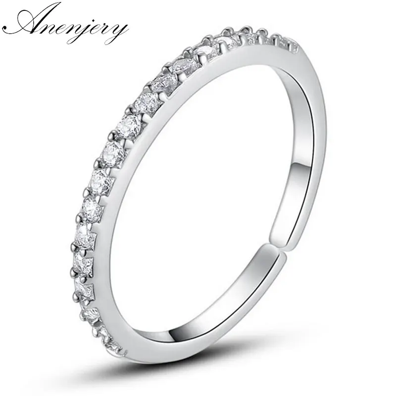 Anenjery New Simple Fashion Luxury Sparkling Single Row 17pcs Zircon Opening Rings For Women Two Colors Wedding Rings anel S-R82
Anenjery New Simple Fashion Luxury Sparkling Single Row 17pcs Zircon Opening Rings For Women Two Colors Wedding Rings anel S-R82