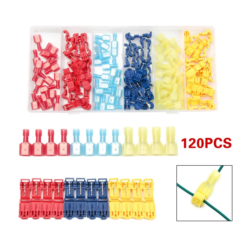 120 PCS T Tap Electrical Connectors Quick Wire Splice Taps and Insulated Male Quick Disconnect Terminals (Yellow, Red Blue)
120 PCS T Tap Electrical Connectors Quick Wire Splice Taps and Insulated Male Quick Disconnect Terminals (Yellow, Red Blue)