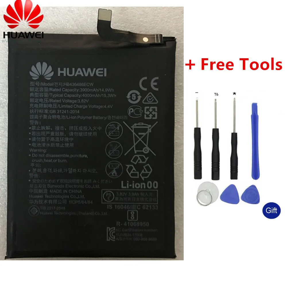 Hua Wei Original Phone Battery 3900mAh Replacement for Huawei Mate 10 / 10 Pro / P20 PRO AL00 L09 L29 TL00 HB436486ECW + Tools
Hua Wei Original Phone Battery 3900mAh Replacement for Huawei Mate 10 / 10 Pro / P20 PRO AL00 L09 L29 TL00 HB436486ECW + Tools