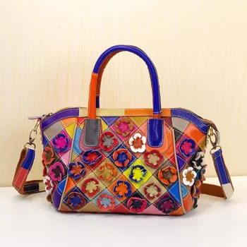 New 100% Tote Colorful Genuine Leather Handbags Women Fashion Patchwork Flowers Bags Shoulder Bag
New 100% Tote Colorful Genuine Leather Handbags Women Fashion Patchwork Flowers Bags Shoulder Bag