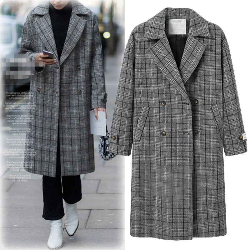 New 2018 Autumn Women Fashion Wool Blends Winter Casual Lattice Double-Breasted Long Coat Plus Size Plaid Outerwear Tops
New 2018 Autumn Women Fashion Wool Blends Winter Casual Lattice Double-Breasted Long Coat Plus Size Plaid Outerwear Tops