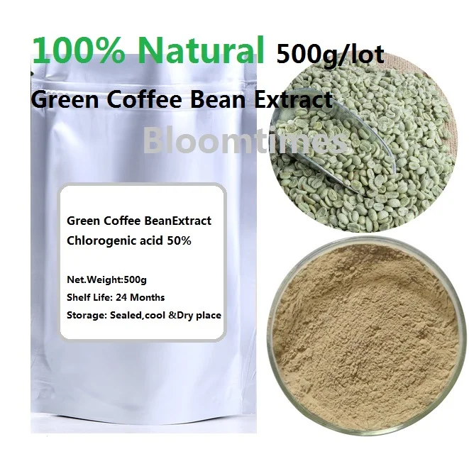Image Free shipping 17.64 oz  500g lot 100% Natural Green Coffee Bean Extract Chlorogenic acid 50% HPLC powder