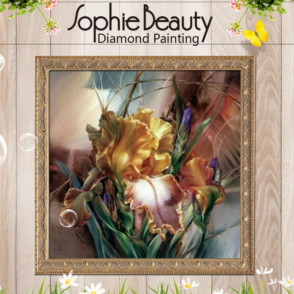 Sophie Beauty вышивка желтые цветы красная роза Diy Алмазная картина полная мозаика для