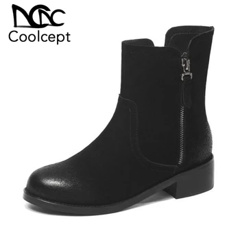 CoolCept Size 34-43 Women Ankle Boots Genuine Leather Female Side Zipper Shoes Square Heels Round Toe Fur Winter Botas
CoolCept Size 34-43 Women Ankle Boots Genuine Leather Female Side Zipper Shoes Square Heels Round Toe Fur Winter Botas