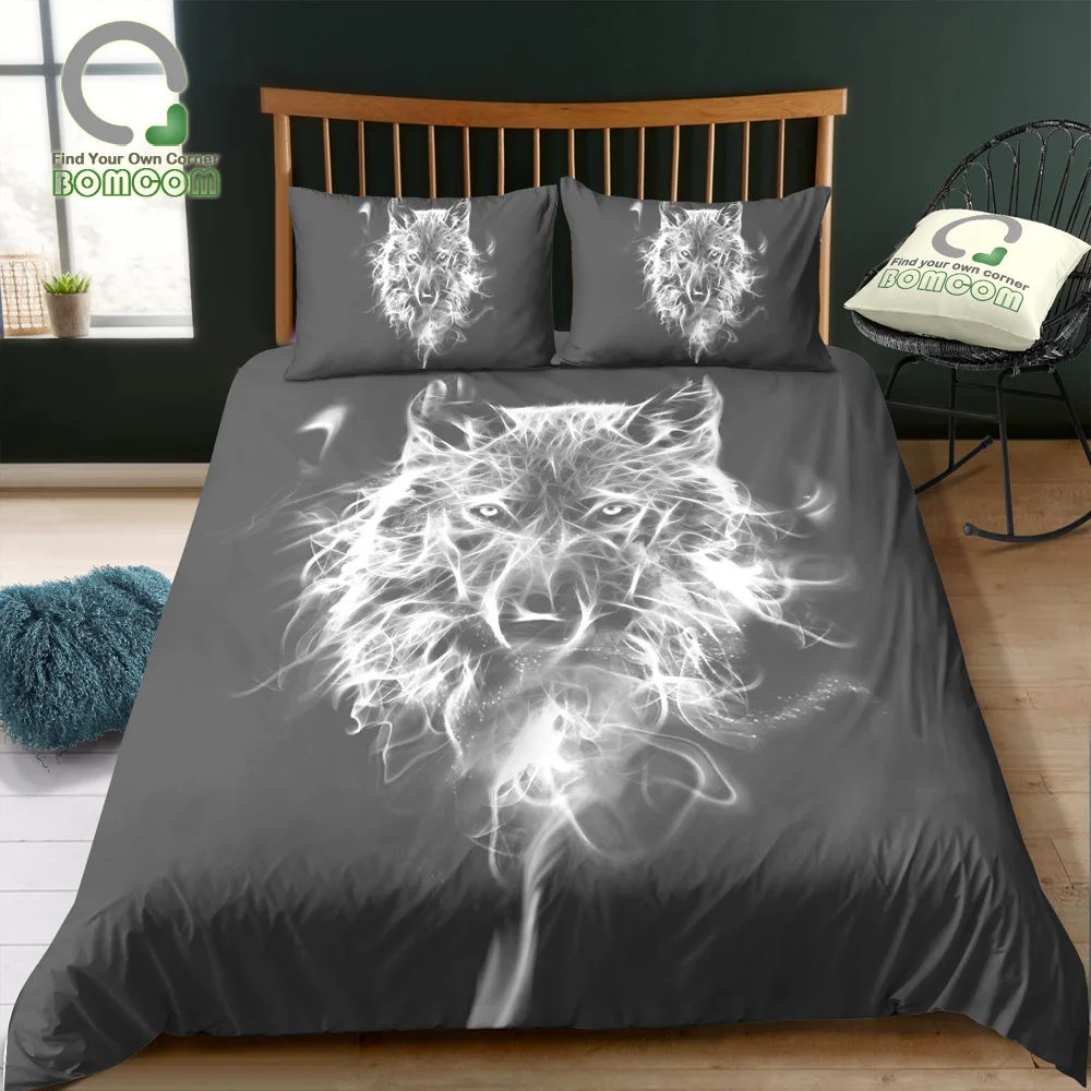BOMCOM 3D Digital Printing Fractal Illustration of a Wolf Abstract Smoke 3-Piece Duvet Cover Sets 100% Microfiber Grey
BOMCOM 3D Digital Printing Fractal Illustration of a Wolf Abstract Smoke 3-Piece Duvet Cover Sets 100% Microfiber Grey