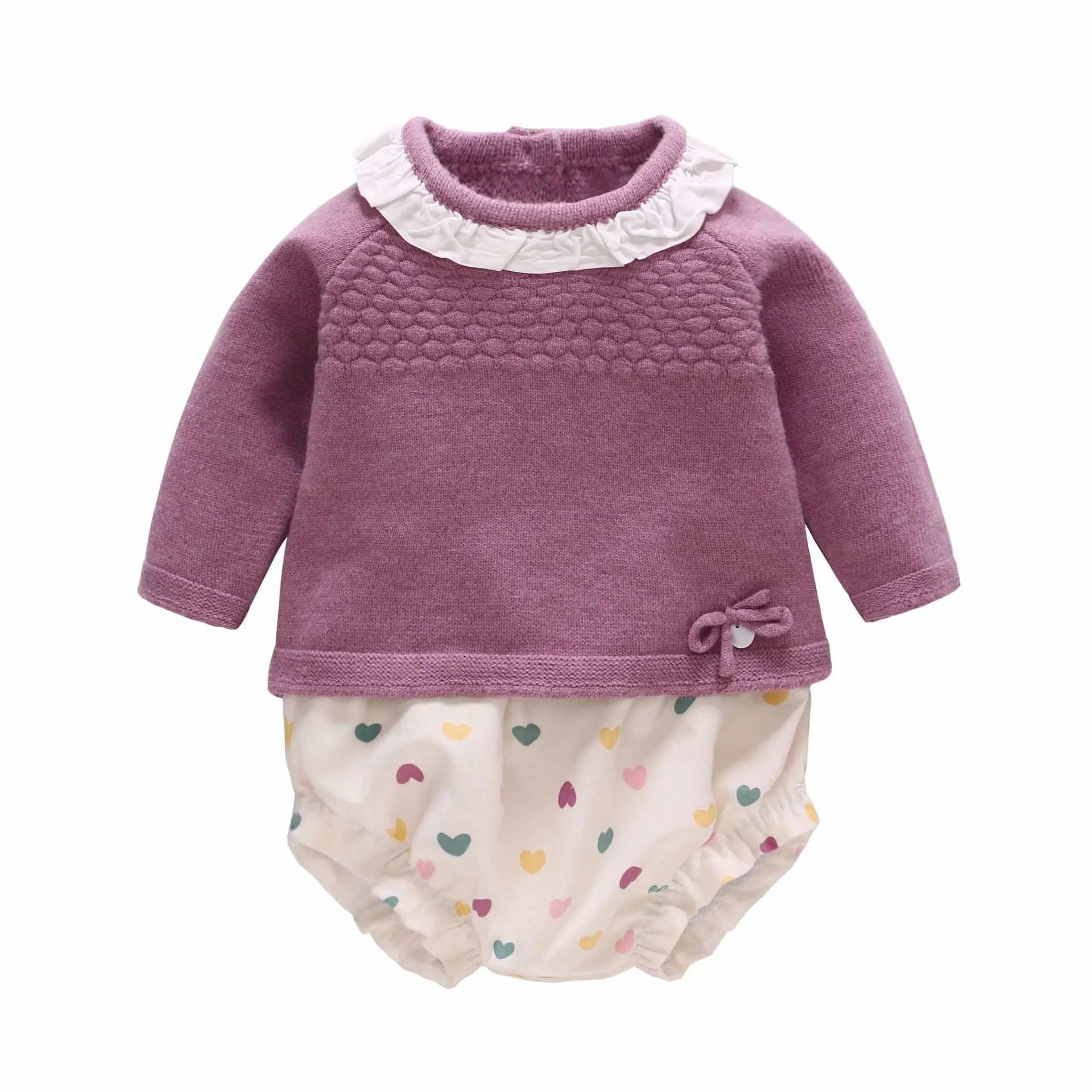 Newborn Kids Girls Romper Long Sleeve Baby Knitted Sweater Purple Flower Bodysuit Long Sleeve and Short Pants
Newborn Kids Girls Romper Long Sleeve Baby Knitted Sweater Purple Flower Bodysuit Long Sleeve and Short Pants