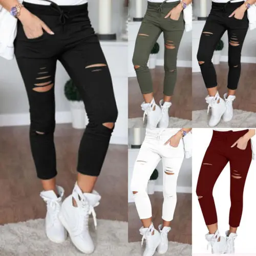 Women Casual Skinny Fashion Stretch Ladies Slim Fit Pencil Pants Trousers Leggings Broken Hole Pencil Pants
Women Casual Skinny Fashion Stretch Ladies Slim Fit Pencil Pants Trousers Leggings Broken Hole Pencil Pants