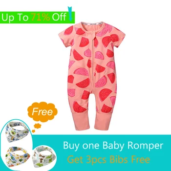 Free 3pcs Baby Bibs! Newborn Baby Rompers Watermelon Printed Jumpsuit Zipper Short-sleeved Clothes For Infant Roupas de Child
Free 3pcs Baby Bibs! Newborn Baby Rompers Watermelon Printed Jumpsuit Zipper Short-sleeved Clothes For Infant Roupas de Child