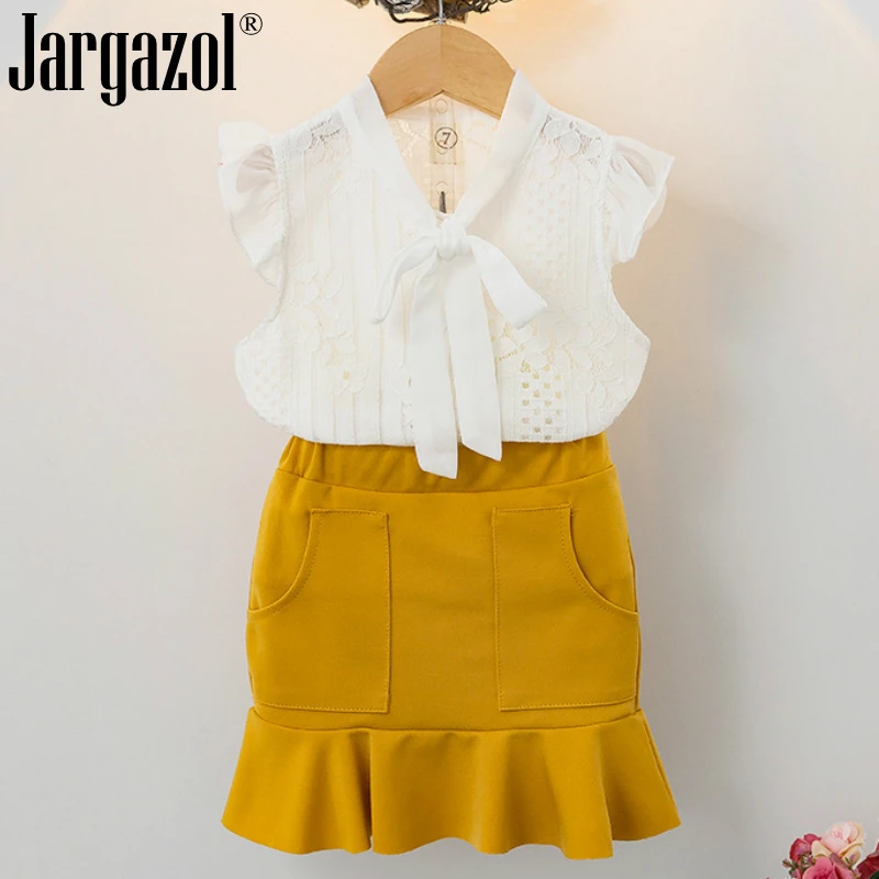 Fashion Girl's Clothes Set White Lace Blouse Shirt and Yellow Fishtail Skirt Baby Girl Elegant Clothing Suit Kids Outfits Sets
Fashion Girl's Clothes Set White Lace Blouse Shirt and Yellow Fishtail Skirt Baby Girl Elegant Clothing Suit Kids Outfits Sets