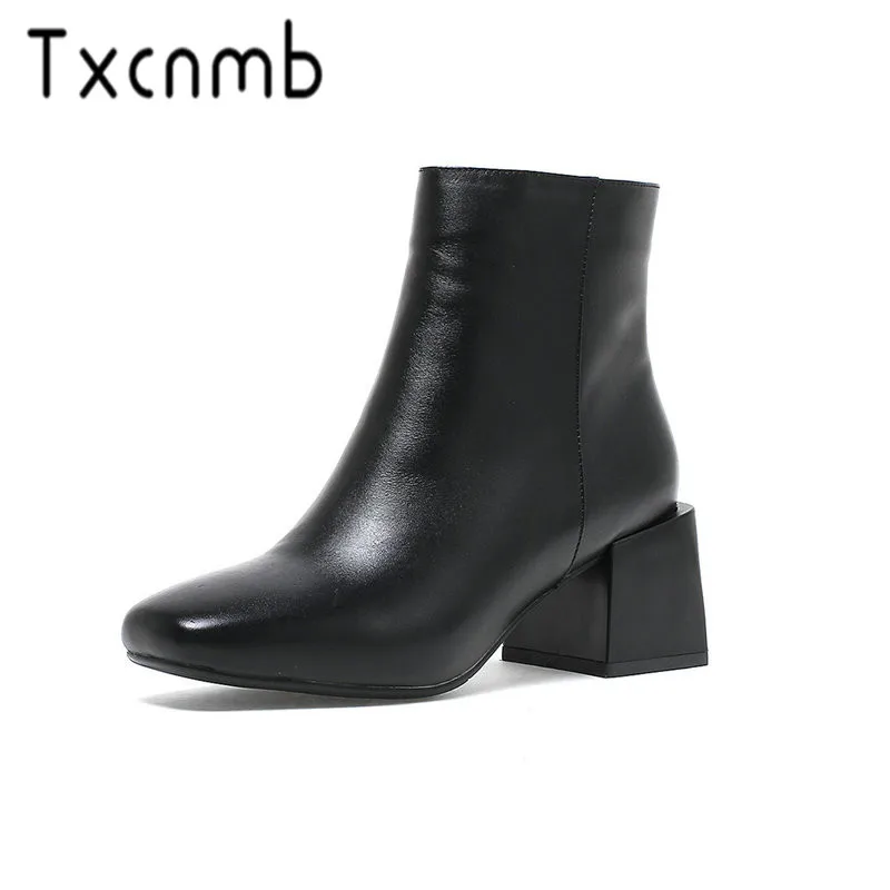 TXCNMB 2019 Boots Women Ankle Boots Genuine Leather Autumn Winter High Heels Shoes Round Toe Elegant Shoes Woman 
TXCNMB 2019 Boots Women Ankle Boots Genuine Leather Autumn Winter High Heels Shoes Round Toe Elegant Shoes Woman