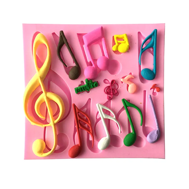 Image Musical Notes Shaped Fondant Cake Mold Silicone Mold Soap Mould Bakeware Baking Cooking Tools Sugar Cookie Jelly Pudding Decor