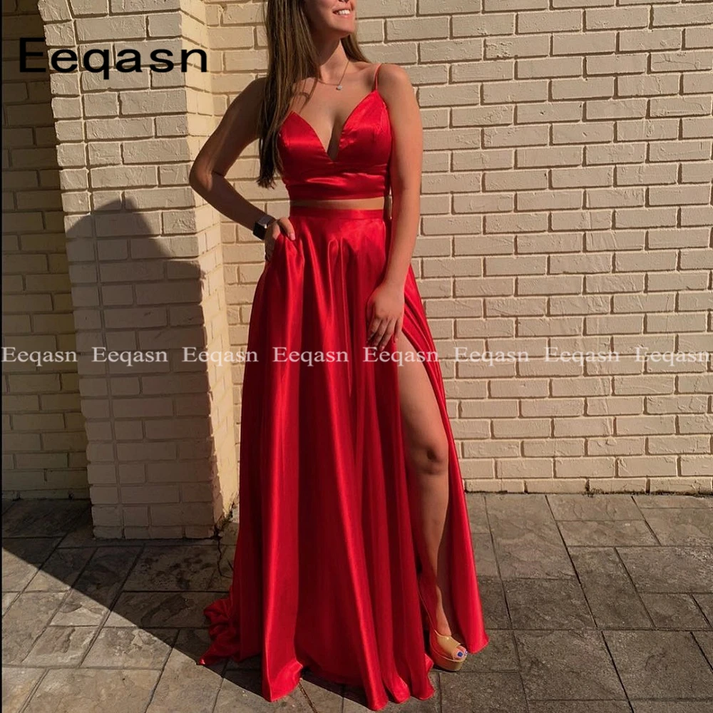 Vestido De Festa Red Two Pieces Long Prom Dress V Neck Side Slit Formal Evening Dresses Backless Women Robe De Soiree 2019
Vestido De Festa Red Two Pieces Long Prom Dress V Neck Side Slit Formal Evening Dresses Backless Women Robe De Soiree 2019
