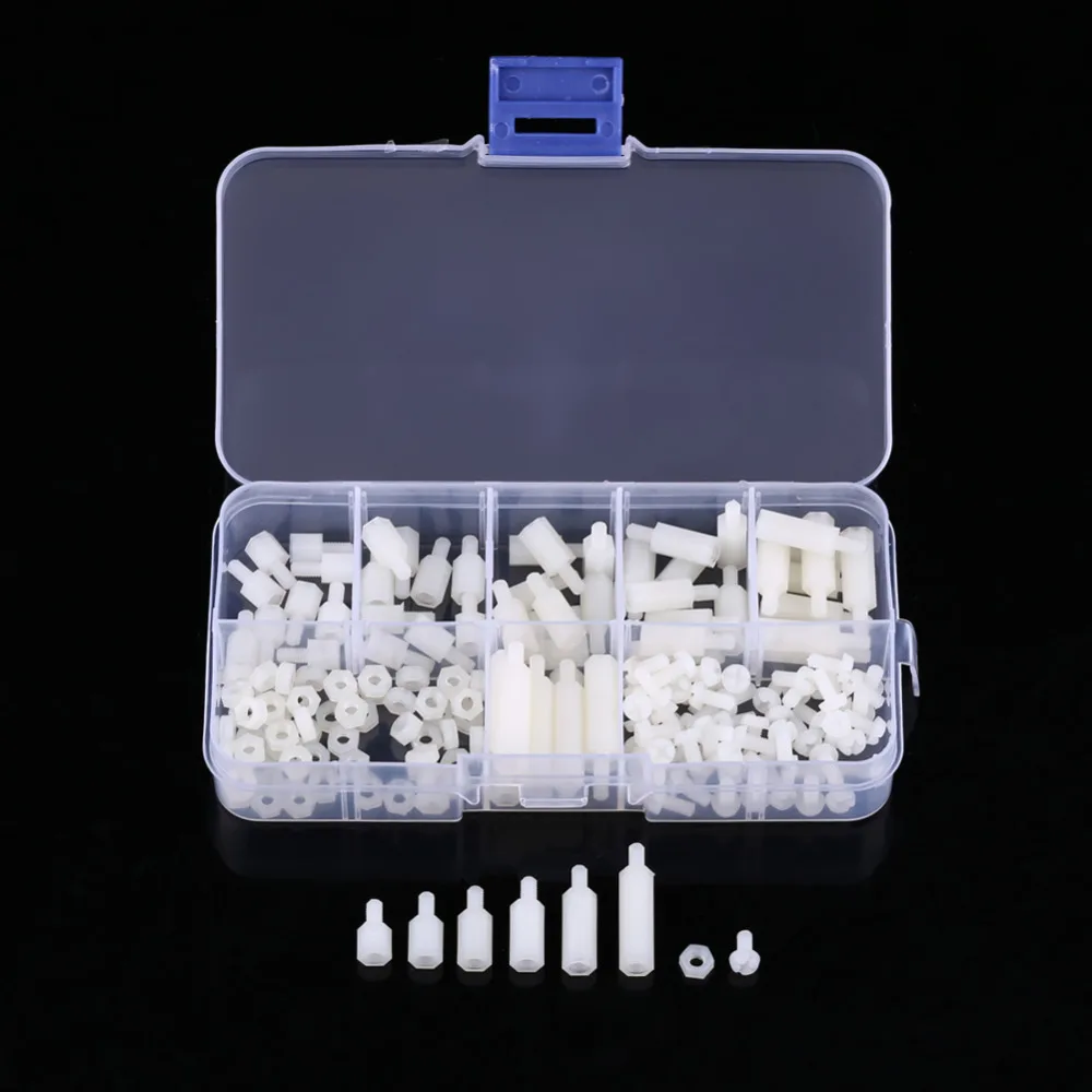 180pcs/Set White M3 Hex Male-Female Standoffs Screws Nuts Assortment Kit With Box
180pcs/Set White M3 Hex Male-Female Standoffs Screws Nuts Assortment Kit With Box