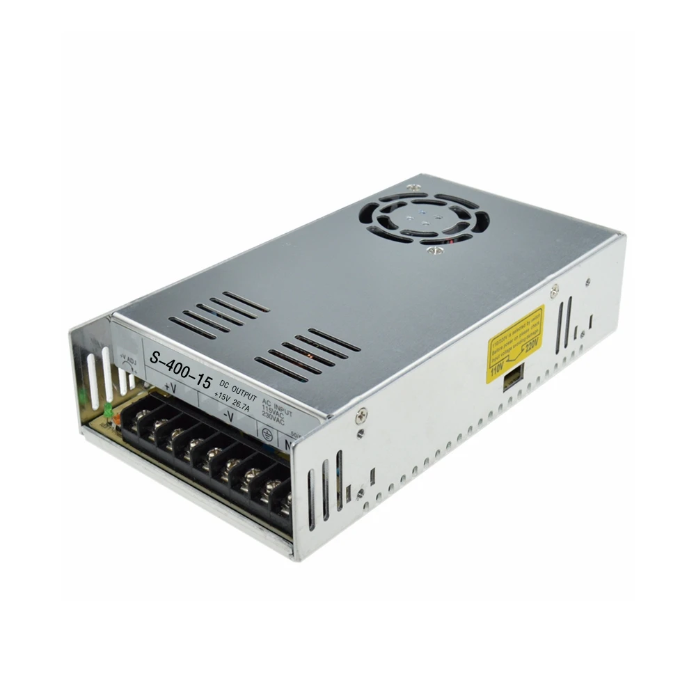 Led driver Single Output 400W 15V 26.7A ,Input ac 110v 220v to dc 15v Switching power supply unit for LED Strip light
Led driver Single Output 400W 15V 26.7A ,Input ac 110v 220v to dc 15v Switching power supply unit for LED Strip light