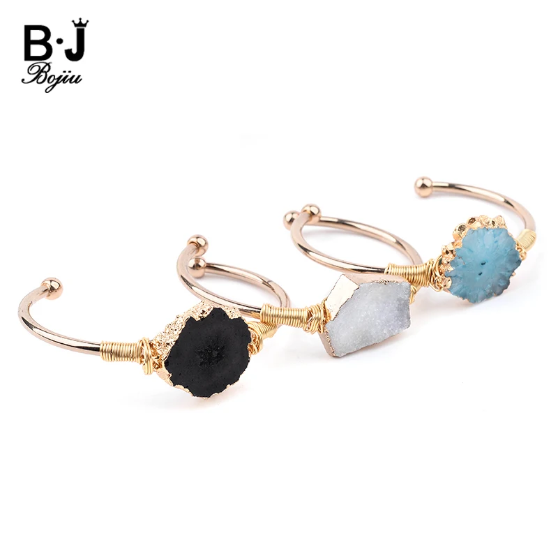 BOJIU Natural Druzy Stone Gold-color Cuff Bangles For Women Irregular Solar Sun Flower Drusy Quartz Armlet Bangle Jewelry BR037
BOJIU Natural Druzy Stone Gold-color Cuff Bangles For Women Irregular Solar Sun Flower Drusy Quartz Armlet Bangle Jewelry BR037