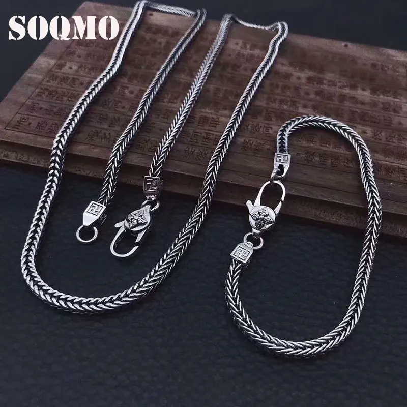 SOQMO Survival Couple Bracelet 100% Real 925 Sterling Silver Women Weave Rope Foxtail chain friendship Bracelet Bangle Jewelry
SOQMO Survival Couple Bracelet 100% Real 925 Sterling Silver Women Weave Rope Foxtail chain friendship Bracelet Bangle Jewelry