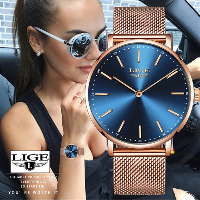 Relogio Feminino женские часы LIGE Лидирующий бренд Роскошные повседневные модные