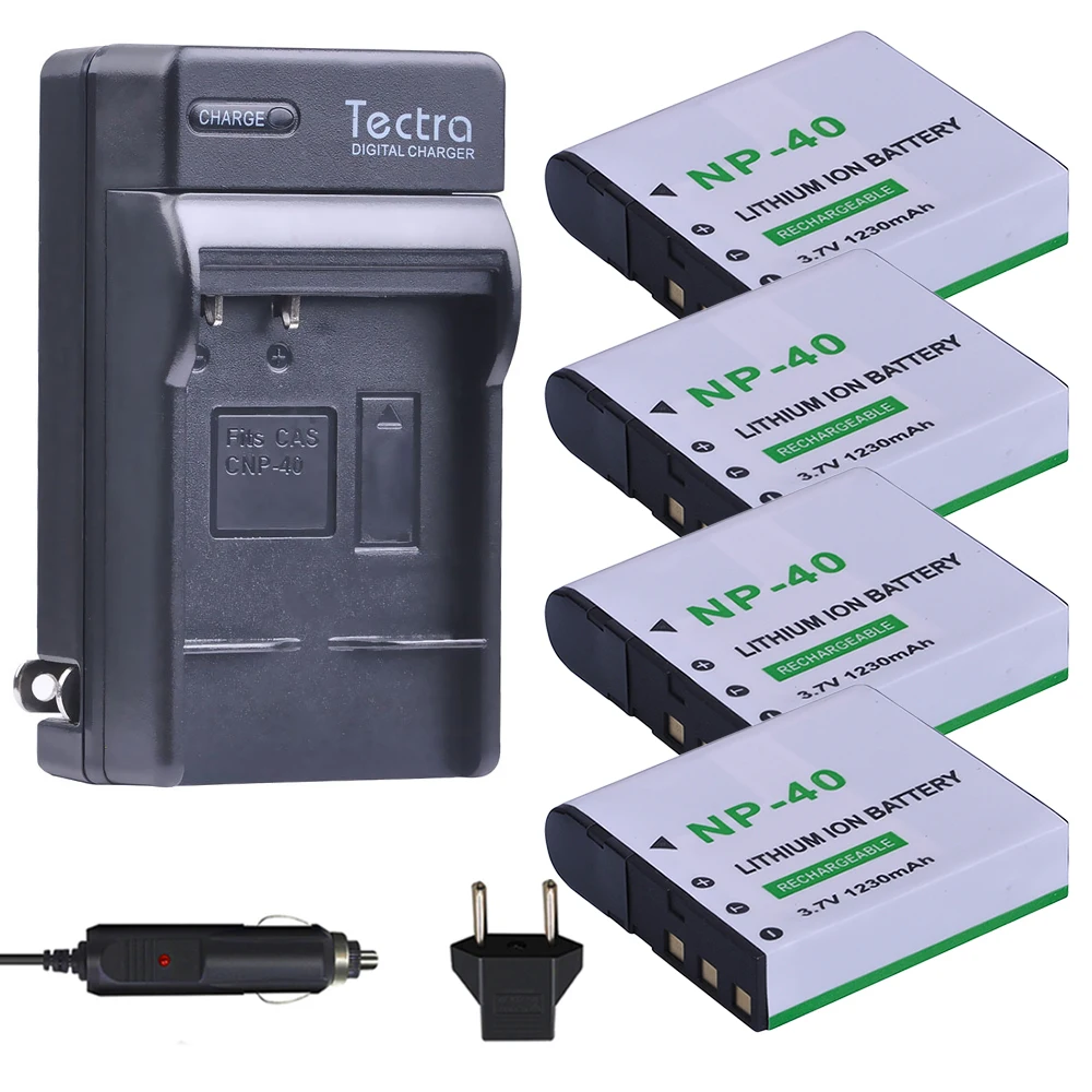 Tectra 4 шт. NP-40 NP40 NP 40 аккумулятор + Цифровое зарядное устройство для Casio EX-FC100 FC150 FC160S Z400 PRO P505 P600 P700 ZOOM Z100 Z1000
Tectra 4 шт. NP-40 NP40 NP 40 аккумулятор + Цифровое зарядное устройство для Casio EX-FC100 FC150 FC160S Z400 PRO P505 P600 P700 ZOOM Z100 Z1000